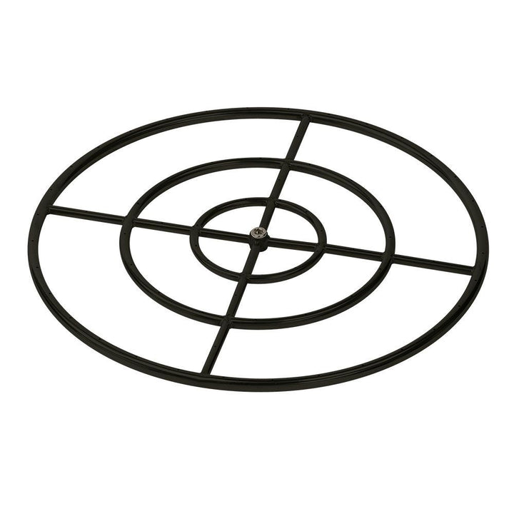 American Fire Glass Round Black Stainless Steel Fire Pit Burner Double Ring, 12-36-Inch