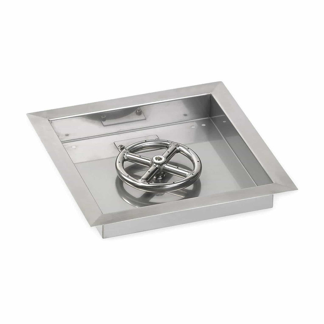 American Fire Glass Stainless Steel Square Drop-in Fire Pit Burner Pan