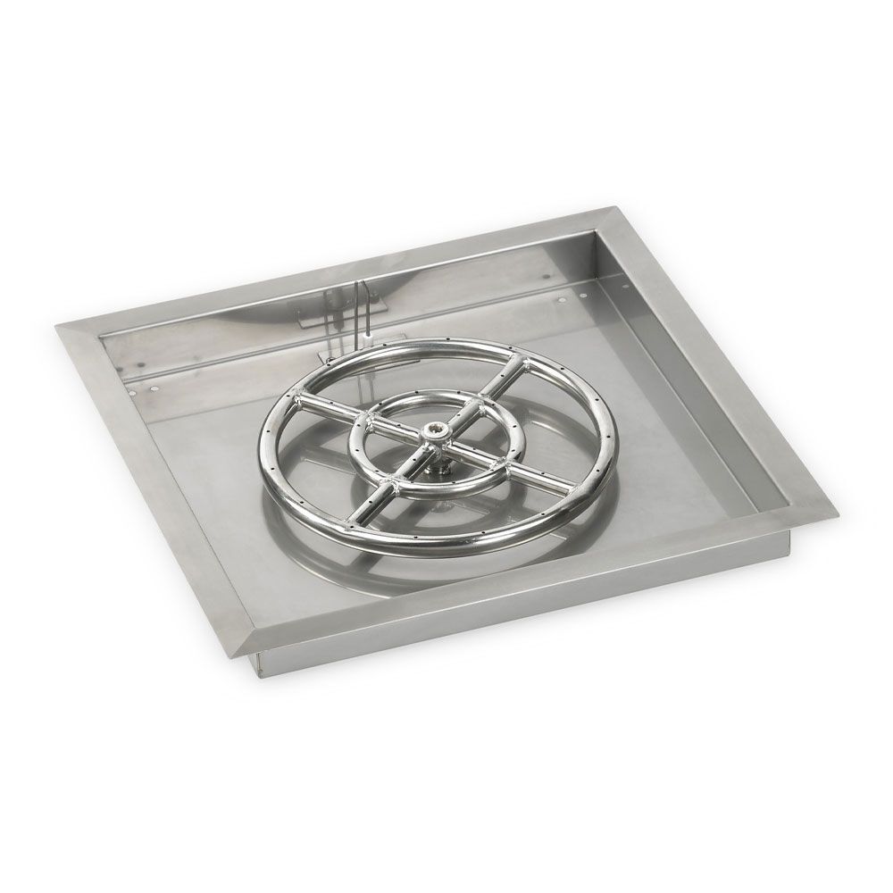 American Fire Glass Stainless Steel Square Drop-in Fire Pit Burner Pan