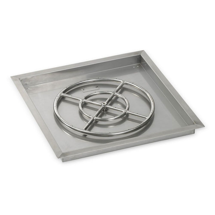 American Fire Glass Stainless Steel Square Drop-in Fire Pit Burner Pan
