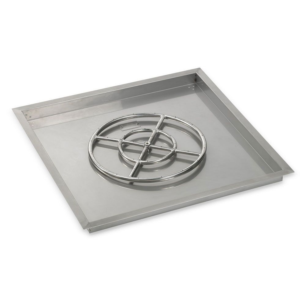 American Fire Glass Stainless Steel Square Drop-in Fire Pit Burner Pan