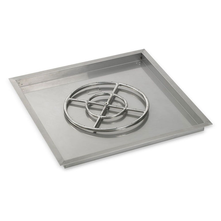 American Fire Glass Stainless Steel Square Drop-in Fire Pit Burner Pan