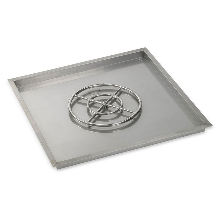 American Fire Glass Stainless Steel Square Drop-in Fire Pit Burner Pan