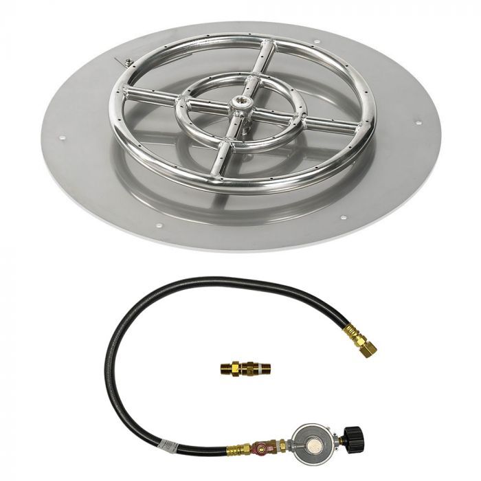 American Fire Glass 18" Round Flat Pan with Match Light Kit (12" Ring)
