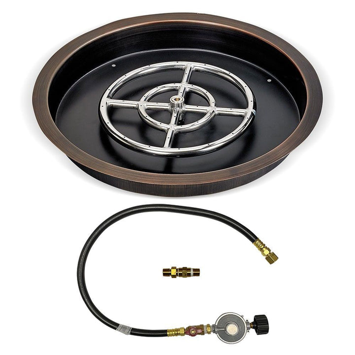 American Fire Glass OB-RSPMKIT-Config Match Light Fire Pit Kits Oil Rubbed Bronze Round Bowl Pans
