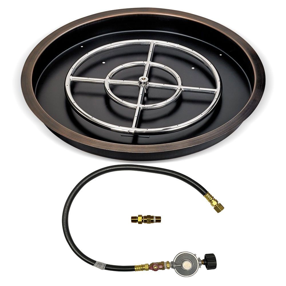 American Fire Glass OB-RSPMKIT-Config Match Light Fire Pit Kits Oil Rubbed Bronze Round Bowl Pan