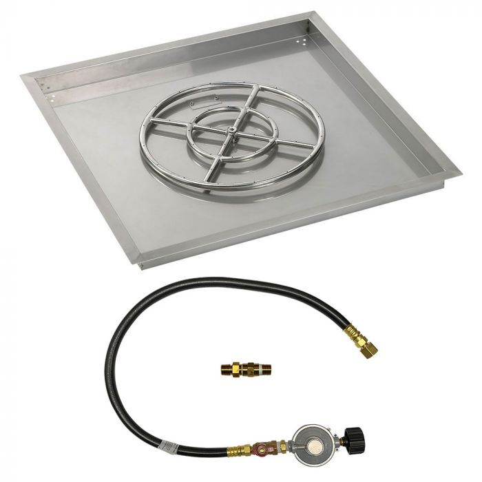 American Fire Glass Square Drop-in Fire Pit Burner Pan Match Light Kit SS-SQPMKIT