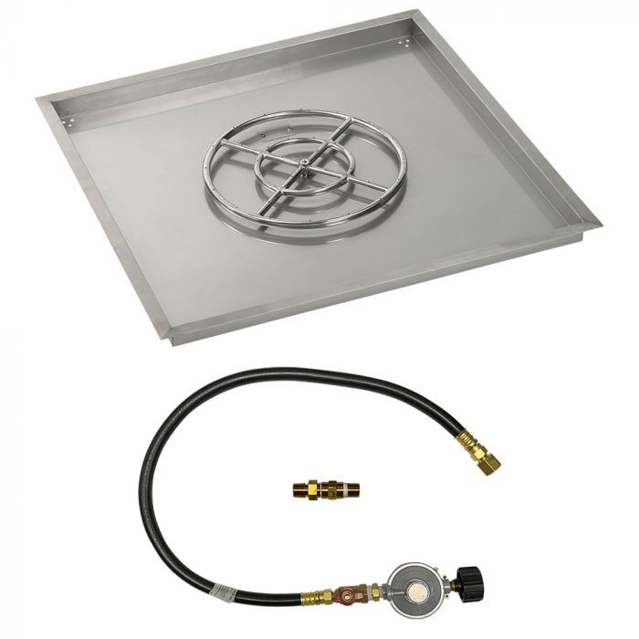 American Fire Glass Square Drop-in Fire Pit Burner Pan Match Light Kit SS-SQPMKIT36