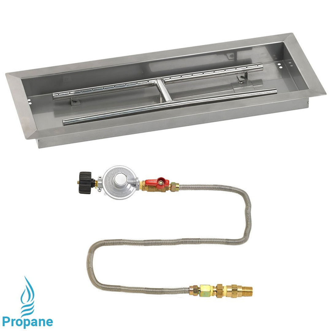 American Fire Glass 24" x 8" Rectangular Drop-In Pan with Match Light Kit
