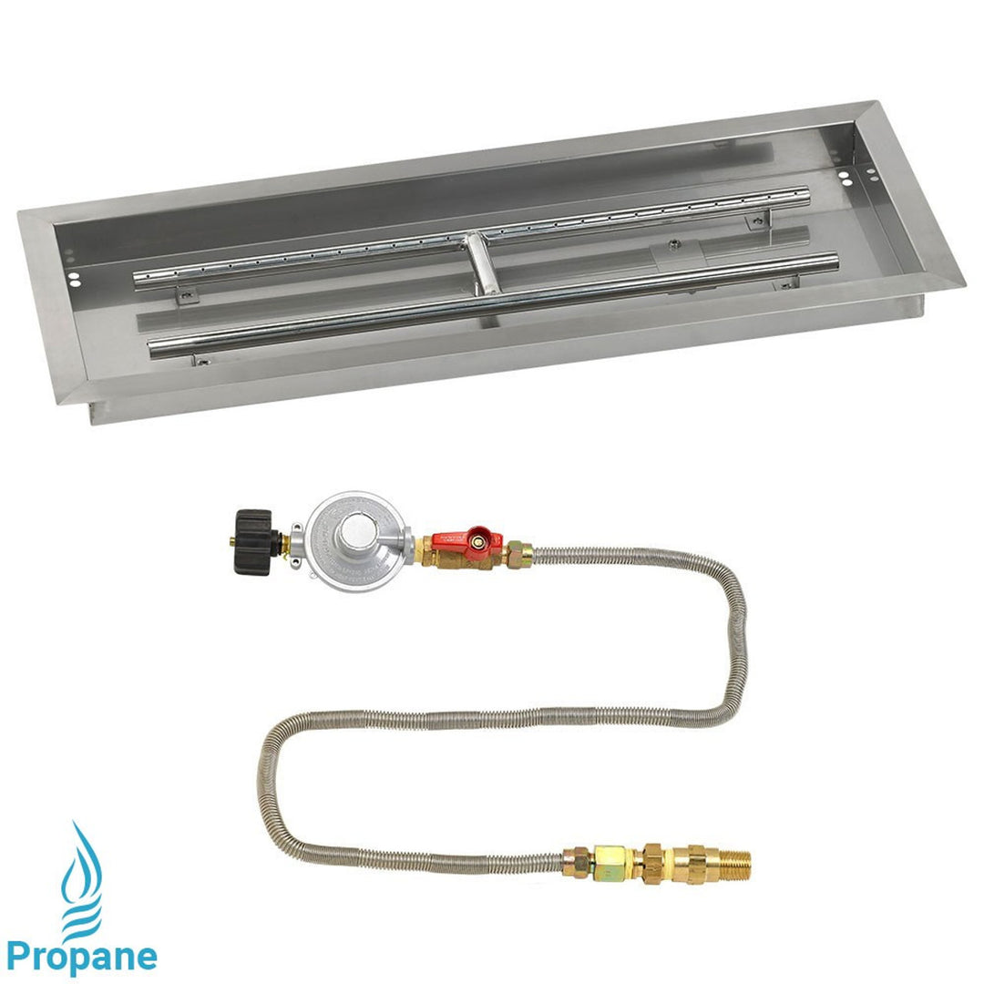 American Fire Glass 30" x 10" Rectangular Drop-In Pan with Match Light Kit