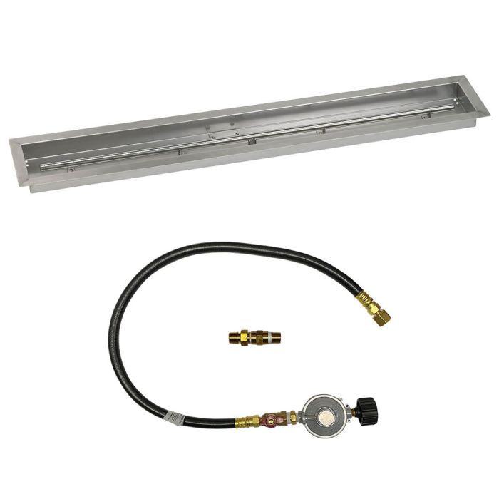 American Fire Glass 48"x 6" Linear Stainless Steel Drop-In Pan with Match Light Kit