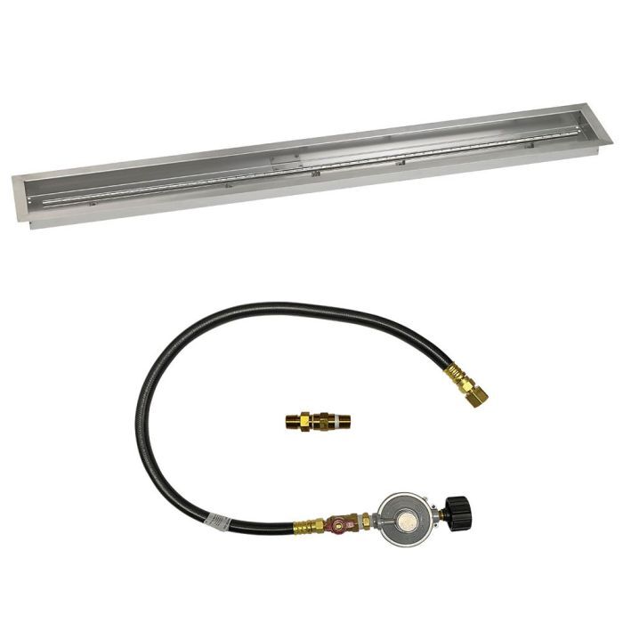 American Fire Glass 60"x 6" Linear Stainless Steel Drop-In Pan with Match Light Kit