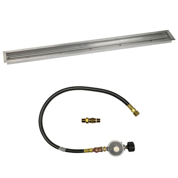 American Fire Glass 72"x 6" Linear Stainless Steel Drop-In Pan with Match Light Kit