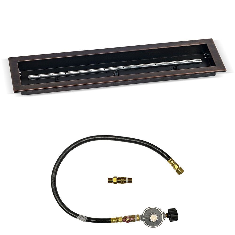 American Fire Glass OB-LCBMKIT-Config Match Light Fire Pit Kits Oil Rubbed Bronze Linear Bowl Pans