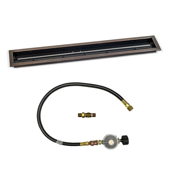 American Fire Glass 48"x 6" Linear Oil Rubbed Bronze Drop-In Pan with Match Light Kit