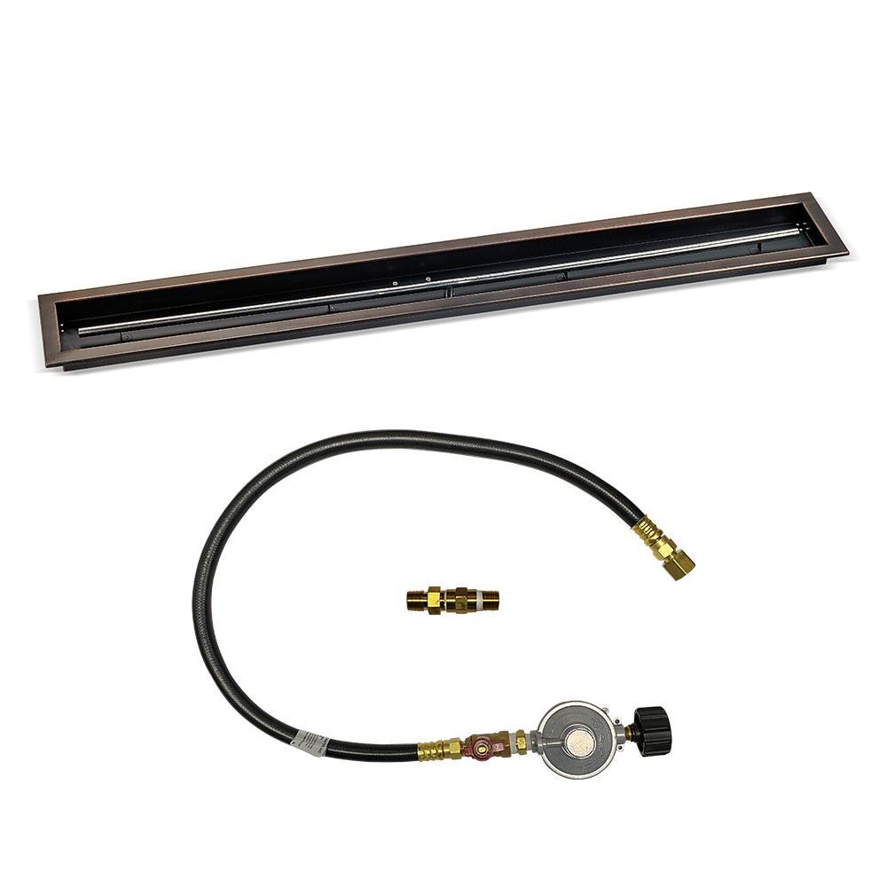 American Fire Glass 60"x 6" Linear Oil Rubbed Bronze Drop-In Pan with Match Light Kit