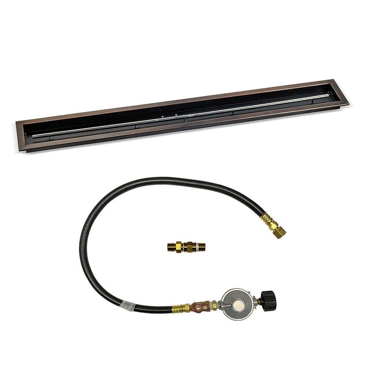 American Fire Glass 60"x 6" Linear Oil Rubbed Bronze Drop-In Pan with Match Light Kit
