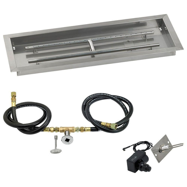 American Fire Glass 24" x 8" Rectangular Stainless Steel Drop-In Pan with Spark Ignition Kit
