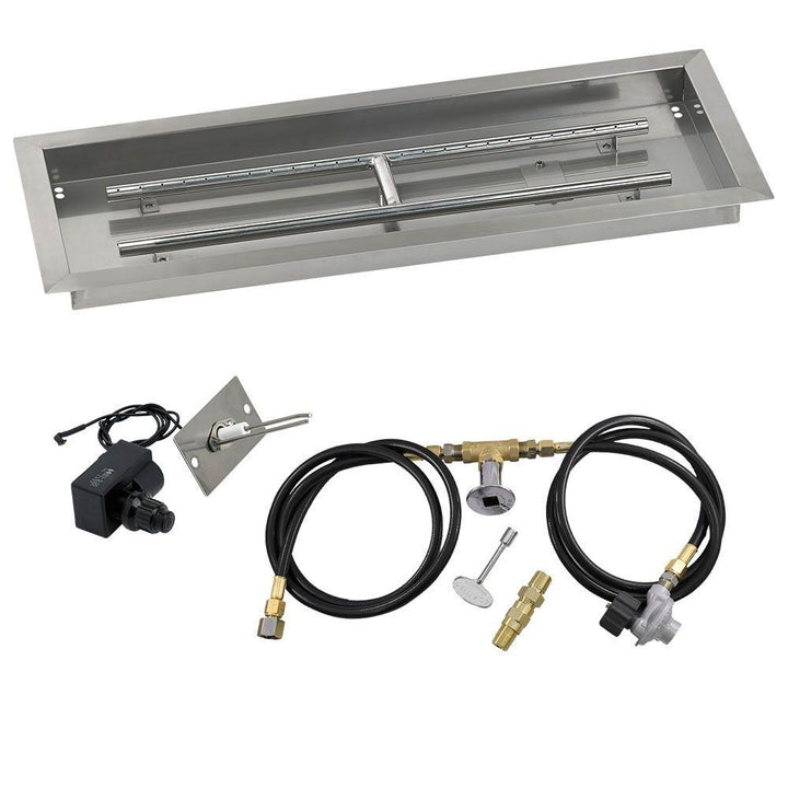 American Fire Glass 30" x 10" Rectangular Stainless Steel Drop-In Pan with Spark Ignition Kit
