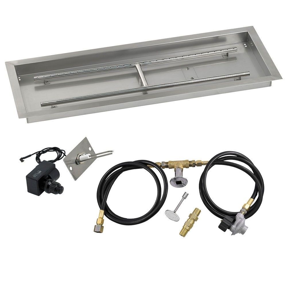 American Fire Glass 36" x 12" Rectangular Stainless Steel Drop-In Pan with Spark Ignition Kit
