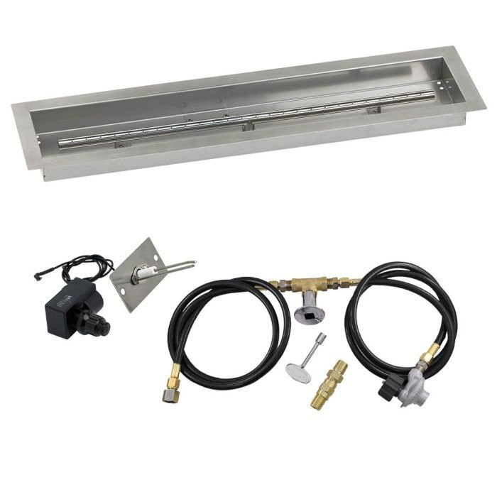 American Fire Glass 30"x 6" Linear Stainless Steel Drop-In Pan with Spark Ignition Kit