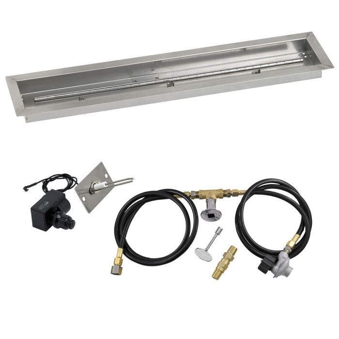 American Fire Glass 36"x 6" Linear Stainless Steel Drop-In Pan with Spark Ignition Kit