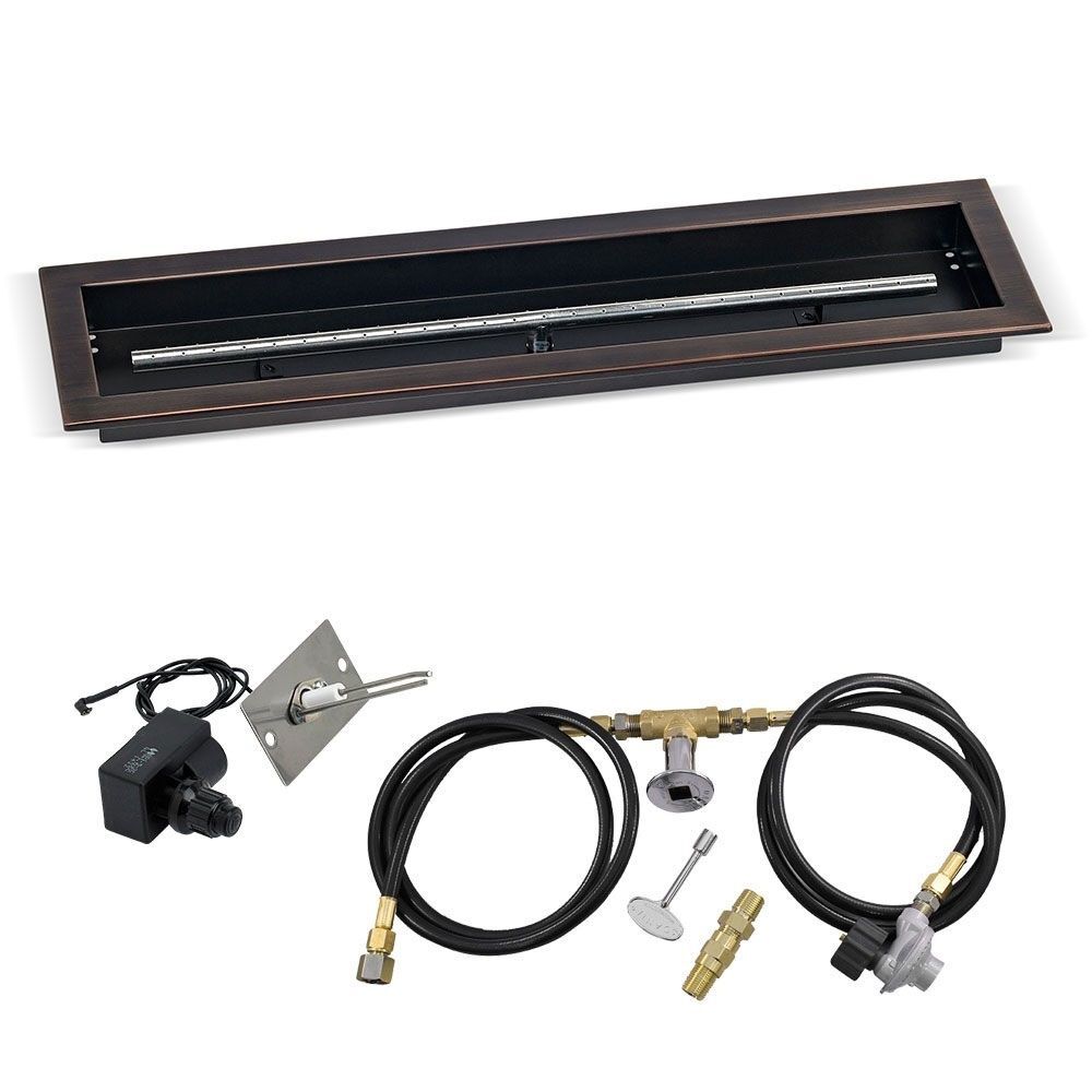 American Fire Glass 30"x 6" Linear Oil Rubbed Bronze Drop-In Pan with Spark Ignition Kit