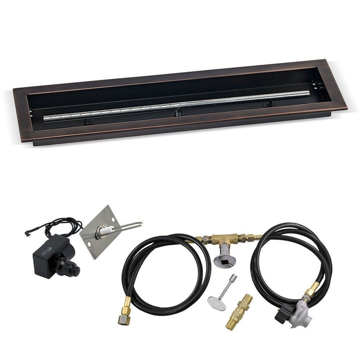 American Fire Glass 30"x 6" Linear Oil Rubbed Bronze Drop-In Pan with Spark Ignition Kit