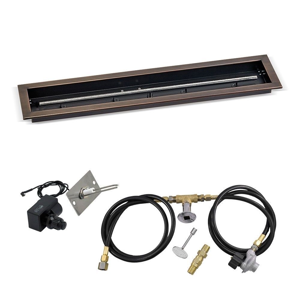 American Fire Glass 36"x 6" Linear Oil Rubbed Bronze Drop-In Pan with Spark Ignition Kit