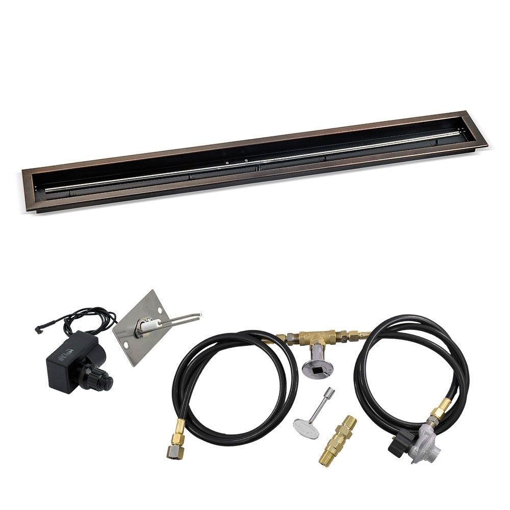 American Fire Glass 60"x 6" Linear Oil Rubbed Bronze Drop-In Pan with Spark Ignition Kit