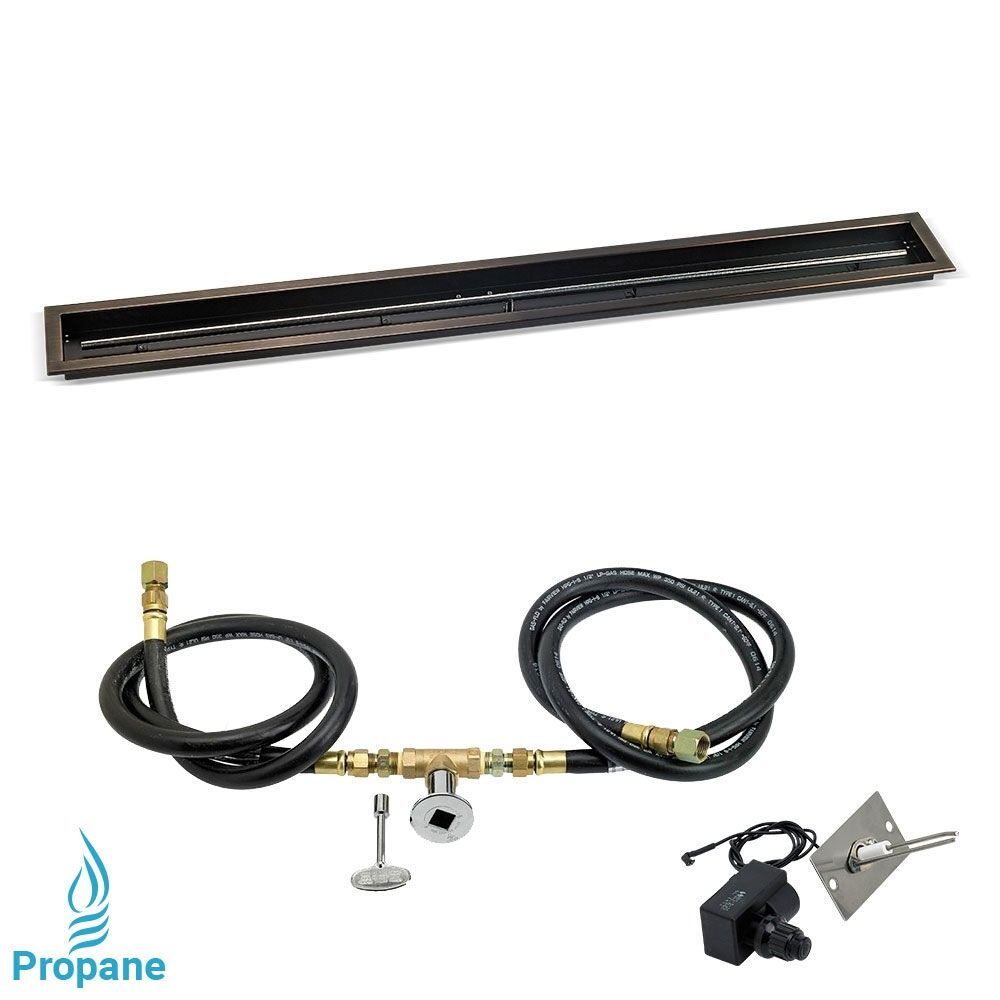American Fire Glass 72"x 6" Linear Oil Rubbed Bronze Drop-In Pan with Spark Ignition Kit
