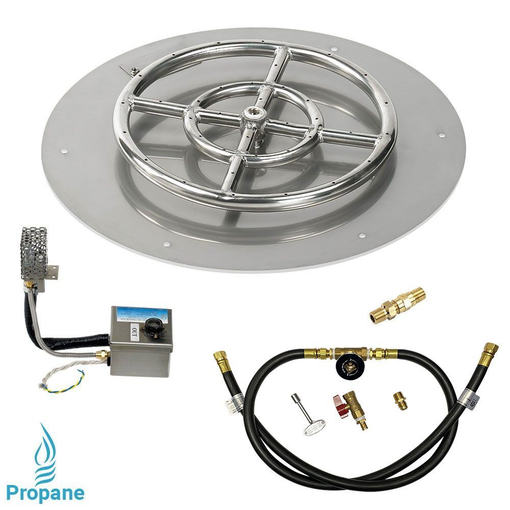 American Fire Glass 18" Round Stainless Steel Flat Pan with AWEIS System