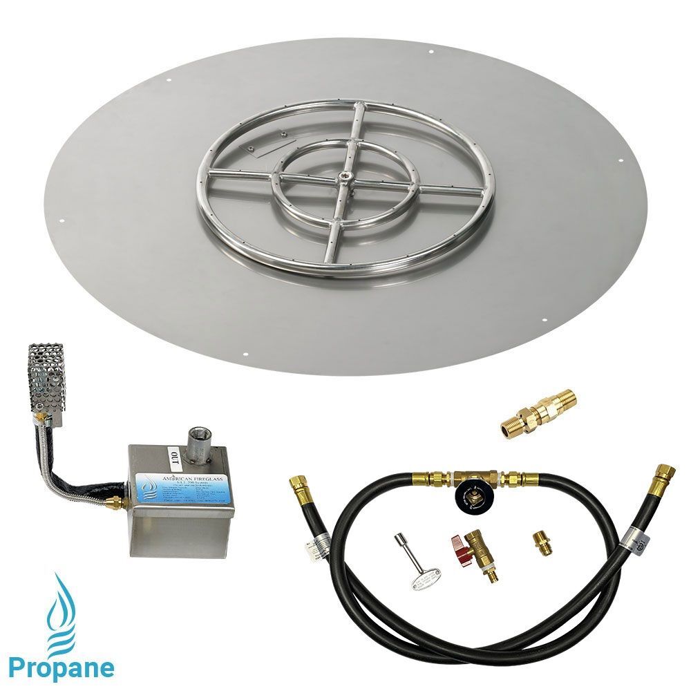 American Fire Glass 30" Round Stainless Steel Flat Pan with AWEIS System