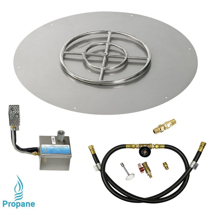 American Fire Glass 30" Round Stainless Steel Flat Pan with AWEIS System