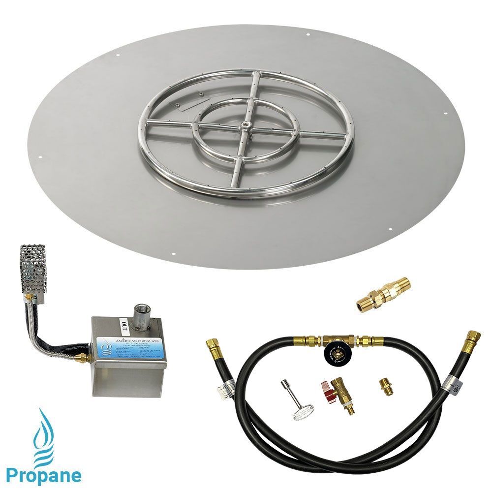 American Fire Glass 36" Round Stainless Steel Flat Pan with AWEIS System