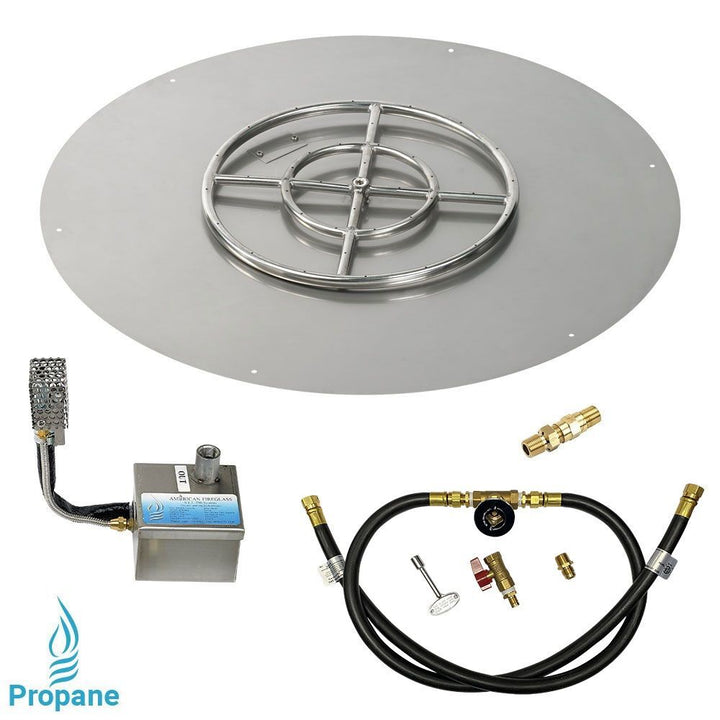 American Fire Glass 36" Round Stainless Steel Flat Pan with AWEIS System