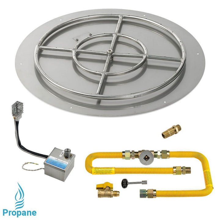 American Fire Glass 30" Round Stainless Steel Flat Pan with AWEIS System 24" Ring