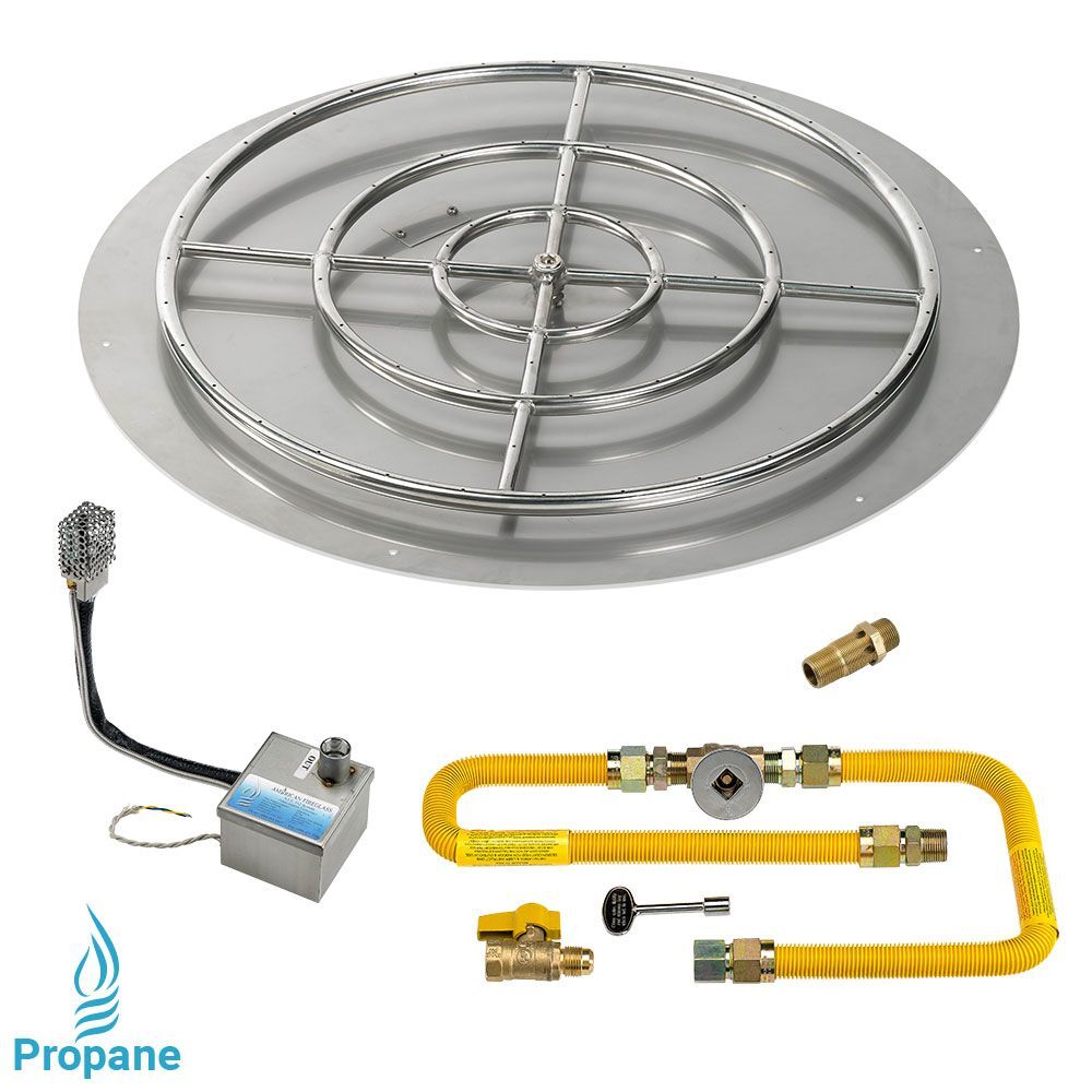 American Fire Glass 36" Round Stainless Steel Flat Pan with AWEIS System 30 Rings
