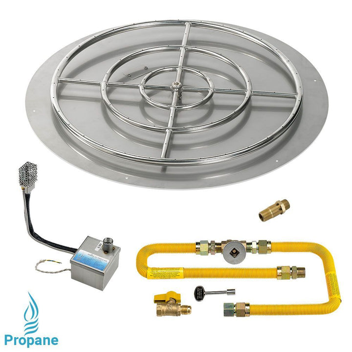 American Fire Glass 36" Round Stainless Steel Flat Pan with AWEIS System 30 Rings
