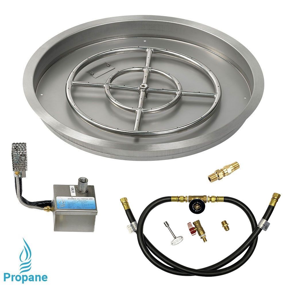 American Fire Glass 25" Round Drop-In Pan with AWEIS System 18" Fire Pit Ring