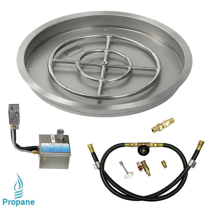 American Fire Glass 25" Round Drop-In Pan with AWEIS System 18" Fire Pit Ring