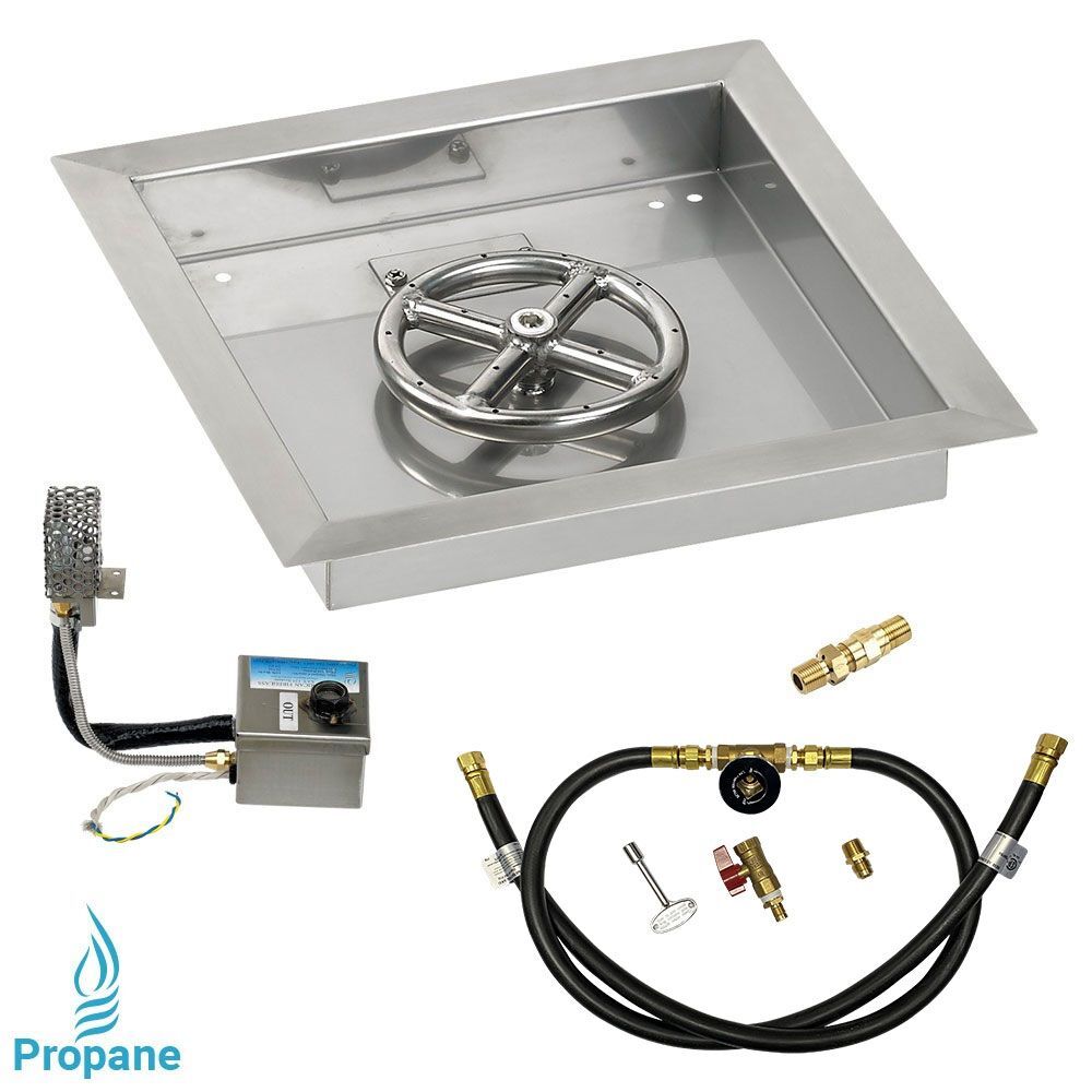 American Fire Glass 12" Square Stainless Steel Drop-In Pan with AWEIS System