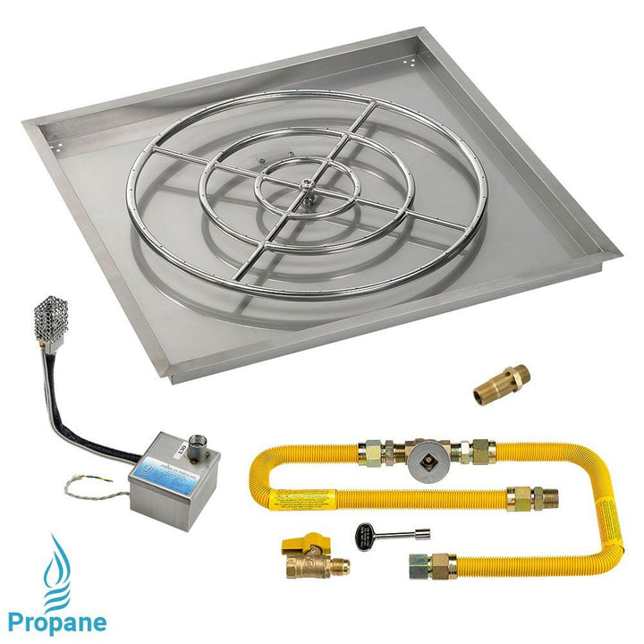American Fire Glass 36" Square Drop-In Pan with High-Capacity AWEIS System (30" Ring)