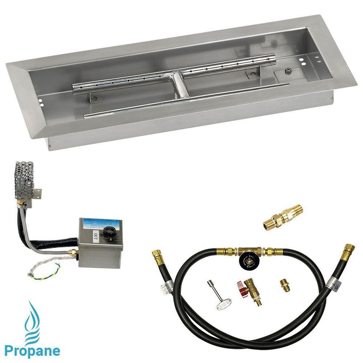 American Fire Glass 18" x 6" Rectangular Stainless Steel Drop-In Pan with AWEIS System