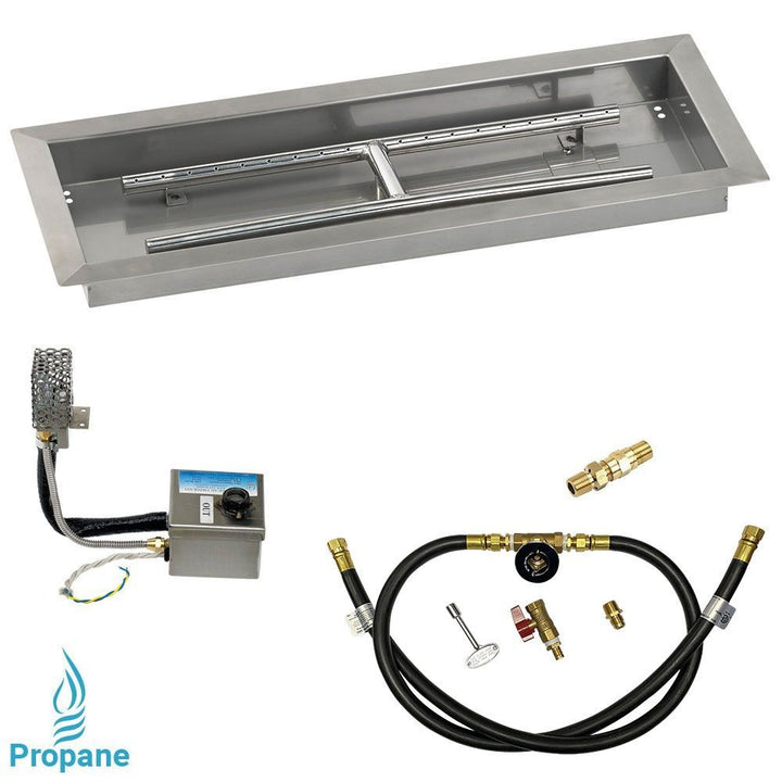 American Fire Glass 24" x 8" Rectangular Stainless Steel Drop-In Pan with AWEIS System