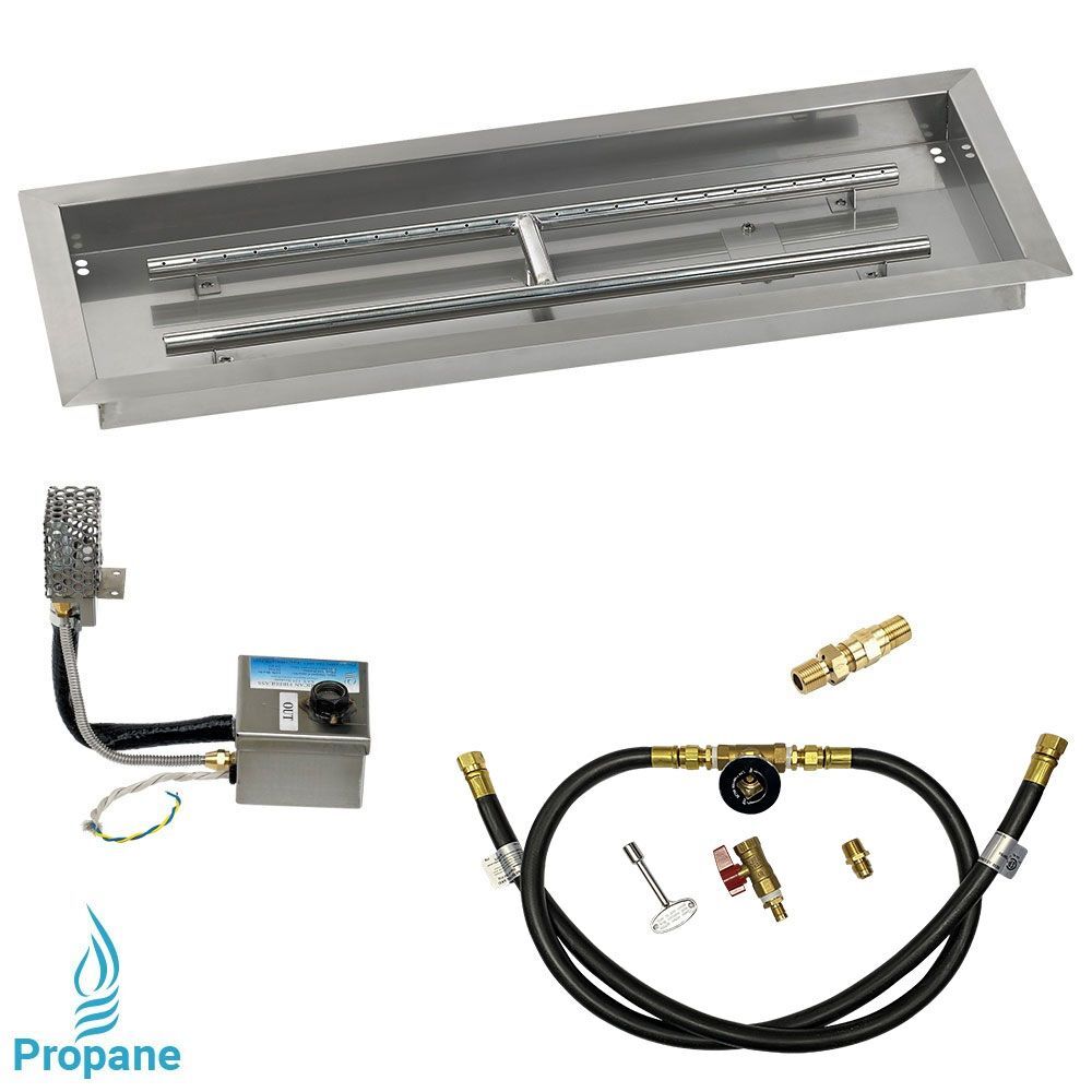 American Fire Glass 30" x 10" Rectangular Stainless Steel Drop-In Pan with AWEIS System