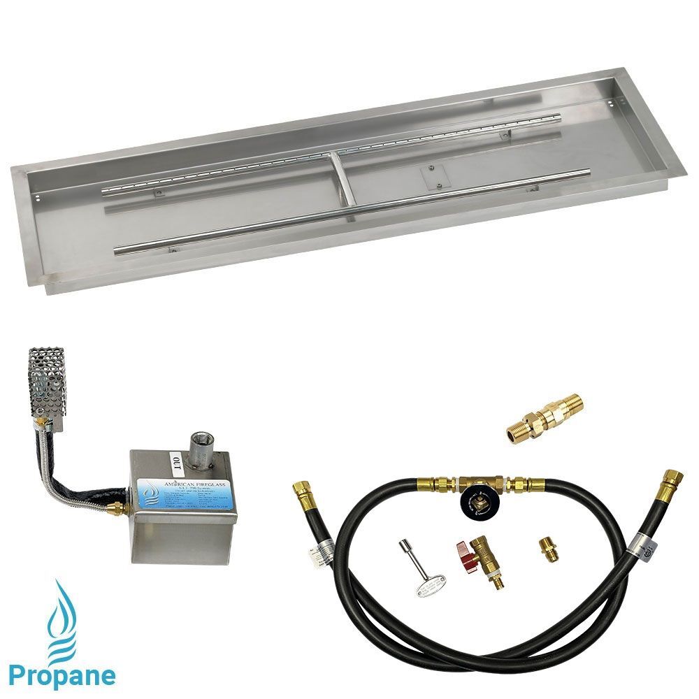 American Fire Glass 48" x 14" Rectangular Stainless Steel Drop-In Pan with AWEIS System
