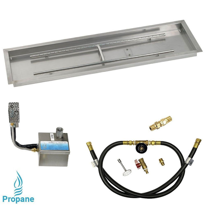 American Fire Glass 48" x 14" Rectangular Stainless Steel Drop-In Pan with AWEIS System
