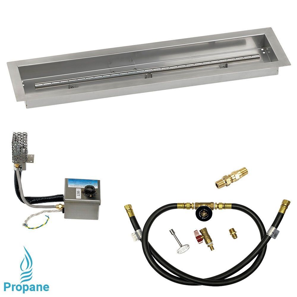 American Fire Glass 30" x 6" Stainless Steel Linear Channel Drop-In Pan with AWEIS System
