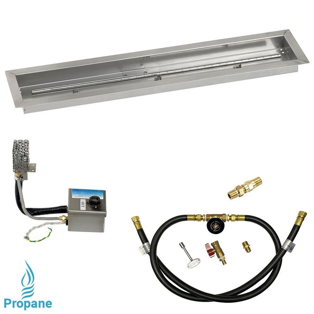 American Fire Glass 36" x 6" Stainless Steel Linear Channel Drop-In Pan with AWEIS System